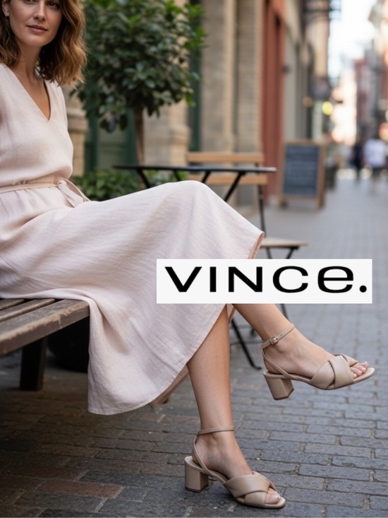 Vince Shoes - VINCE. tan twisted puffy front with a skinny velcro ankle strap,8.5 CB2701